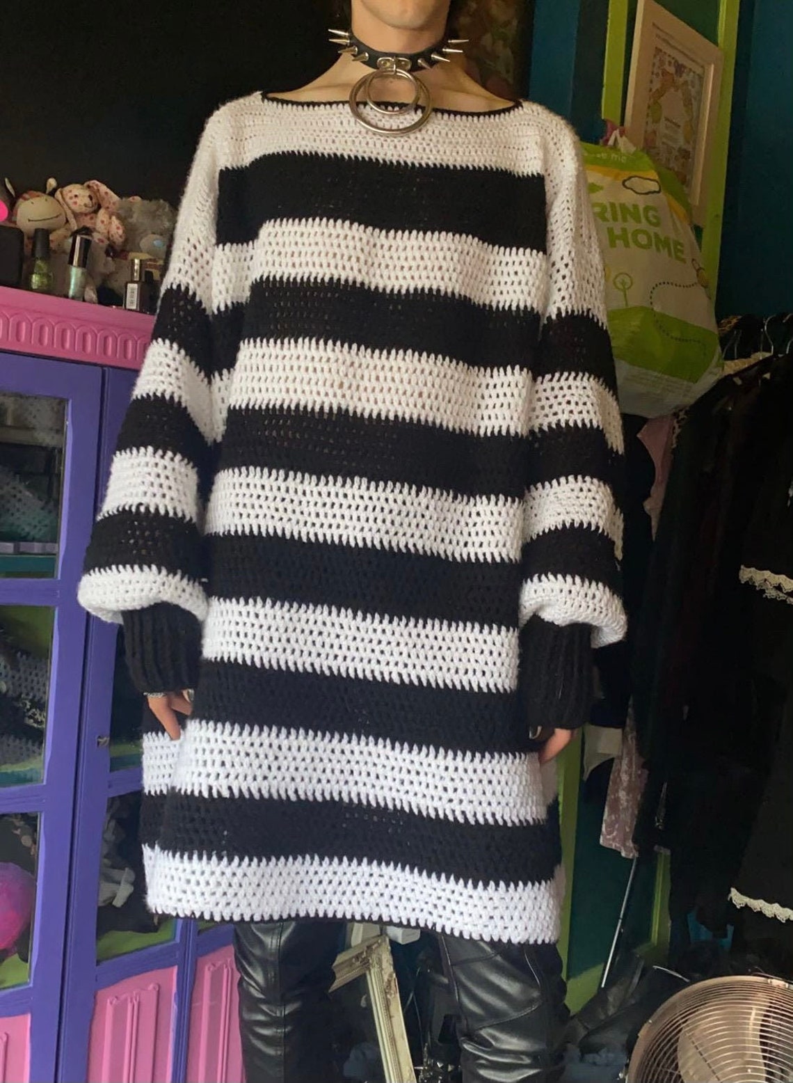 Striped Crocheted oversized jumpercustom colours Etsy