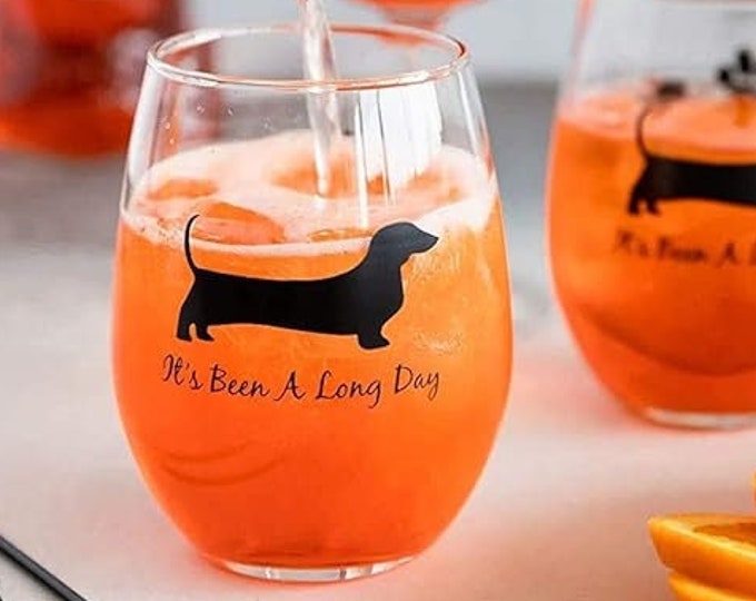 It's Been a Long Day Dachshund Stemless Wine Glass