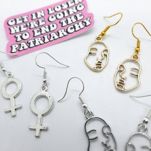 The Feminist Earrings // gifts for her, jewellery, handmade, fashion, girl power, patriarchy, girl boss, venus symbol, sterling silver