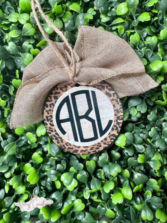Monogram Initial Car Charm Name Initial Rear View Mirror Ornament Leopard Print Car Mirror Hanger Cute Custom Mirror Charm Ornament Etsy
