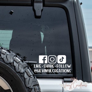 Like share & follow decal, Small business decal, Social media small business window decals, Business advertising, Vinyl decal, Vinyl sticker