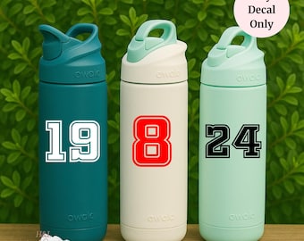 Custom Sports Number Vinyl Decal, Personalized Jersey Number Sticker, Team Number Decal for Water Bottles, Sports Gift, Athlete Decal