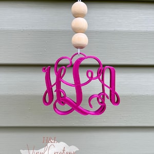 Rear view mirror charm, Monogram car charm, Car ornament, Beaded monogram, Monogram car hanger, Personalized new car gift