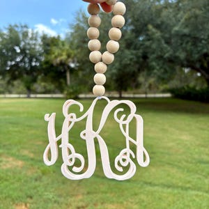 Rear view mirror charm, Monogram car charm, Initial car ornament, Custom car accessories, Monogram car hanger, Personalized new car gift