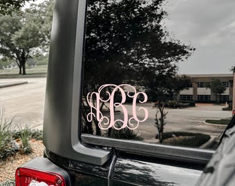 Personalized Monogram Car Decal, Custom Vinyl Sticker