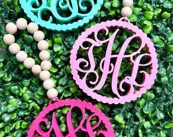 Monogram Car Charm, Initial Car Ornament, Rear View Mirror Decor