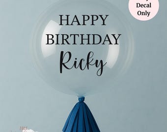 Custom Birthday Balloon Decal, Personalized Name Vinyl for Balloons