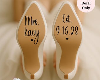 Wedding shoe decal, Bride shoes sticker, Bridal decal, Custom mrs