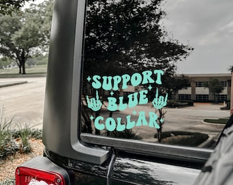 Support Blue Collar Vinyl Decal, Vehicle Window Sticker