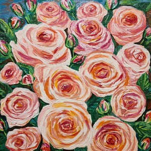 Rose Malerei Rosen Malerei Rosa Rosen Malerei Creme Rose Malerei Rosa Rosen Rose Leinwand Blumenmalerei Rosenstrauß Rosenkunst Rosen