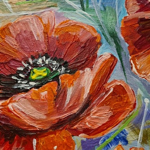 Poppy painting Red poppy painting Red poppies painting Red poppy Red poppies Poppy canvas Painting of poppies Flower painting image 5