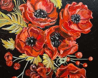 Pintura de papoulas vermelhas, pintura de papoulas vermelhas, papoula vermelha, papoulas vermelhas, tela de papoula, pintura de papoulas, pintura de flores, papoula