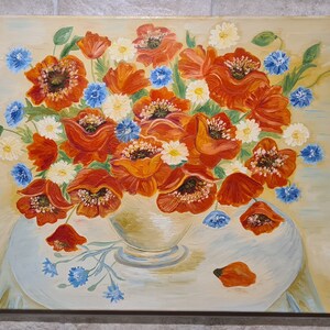 Peinture de coquelicot Peinture de coquelicot rouge Coquelicot rouge Coquelicots rouges Peinture de coquelicots Toile de coquelicot Nature morte coquelicots Peinture de fleurs Art de coquelicot image 2