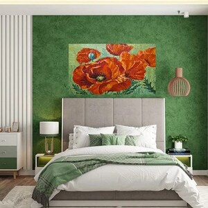 Peinture coquelicot Peinture coquelicot rouge Coquelicot rouge Coquelicots rouges Toile coquelicot Peinture de coquelicots Peinture de fleurs Peinture de coquelicots rouges Art mural image 10