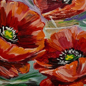 Poppy painting Red poppy painting Red poppies painting Red poppy Red poppies Poppy canvas Painting of poppies Flower painting image 3
