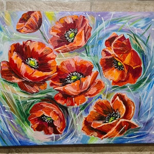 Poppy painting Red poppy painting Red poppies painting Red poppy Red poppies Poppy canvas Painting of poppies Flower painting image 2