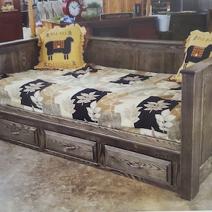 AmishMade daybed with storage, wood bed with storage, bed with storage underneath, platform bed with storage, bed with storage drawers