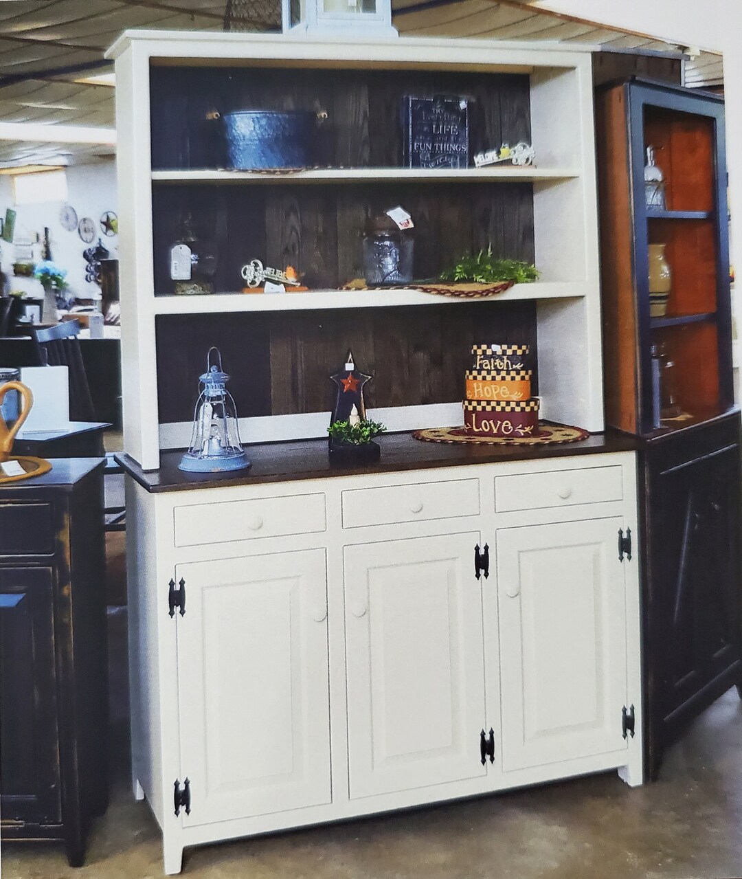 Amishmade Kitchen Hutch Cabinet Solid Wood Cabinet Buffet and Hutch ...
