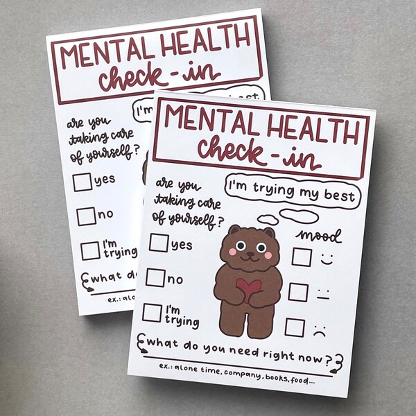 memo pad || cute bear mental health check in | mental health awareness