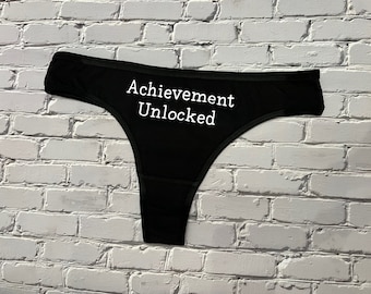 Achievement unlocked Funny underwear bachelorette party wedding party fun valentines anniversary bride underwear