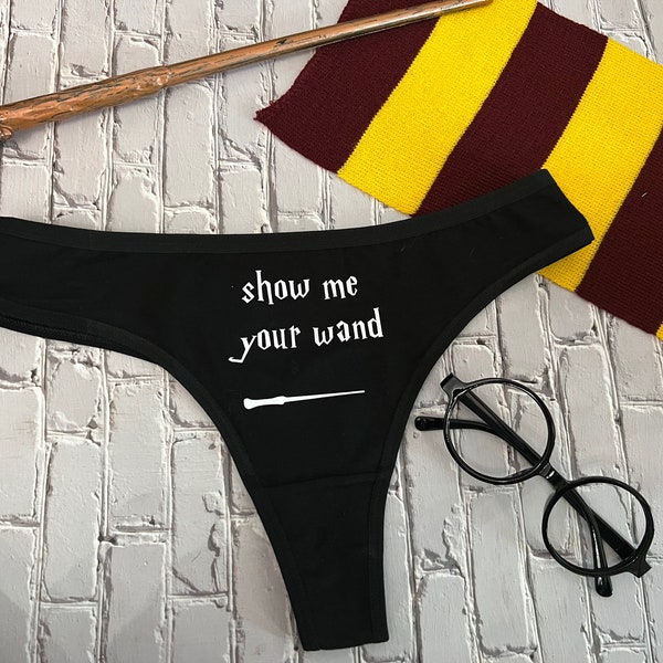 Show me your wand Chamber of secrets Slytherin Funny underwear bachelorette party wedding party fun valentines anniversary