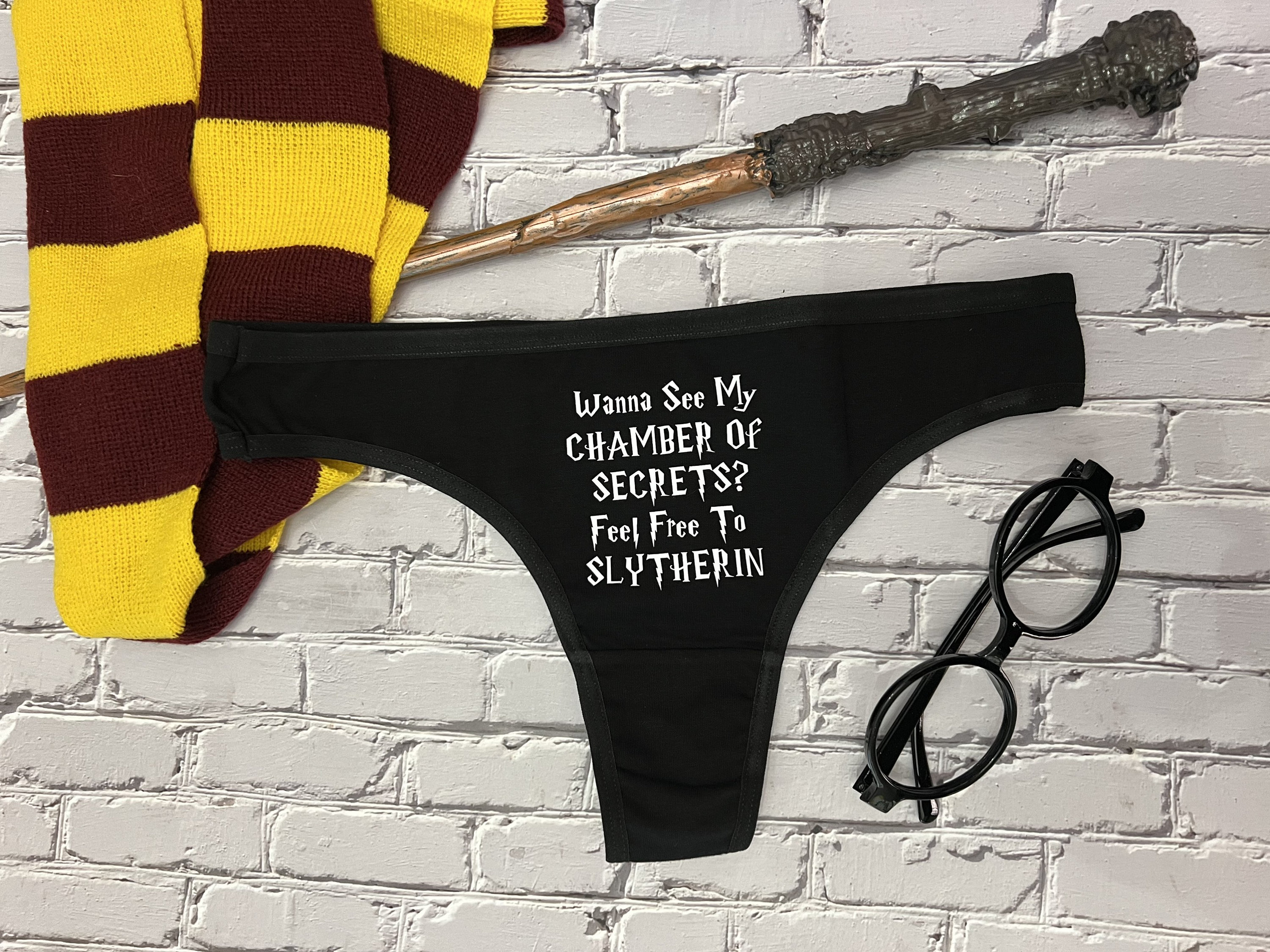 Show Me Your Wand Chamber of Secrets Slytherin Funny Underwear
