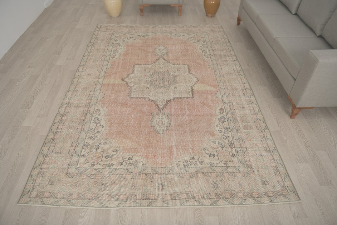 Muted Rug 6.2 X 9.3 Feet, Minimalist Rug, Muted Rug, LARGE Vintage Looks Rug ...