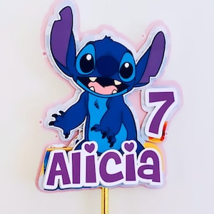 Stitch Cake topper 3D - Stitch, Happy Birthday, Personalised, Stitch party, Stitch Theme Name