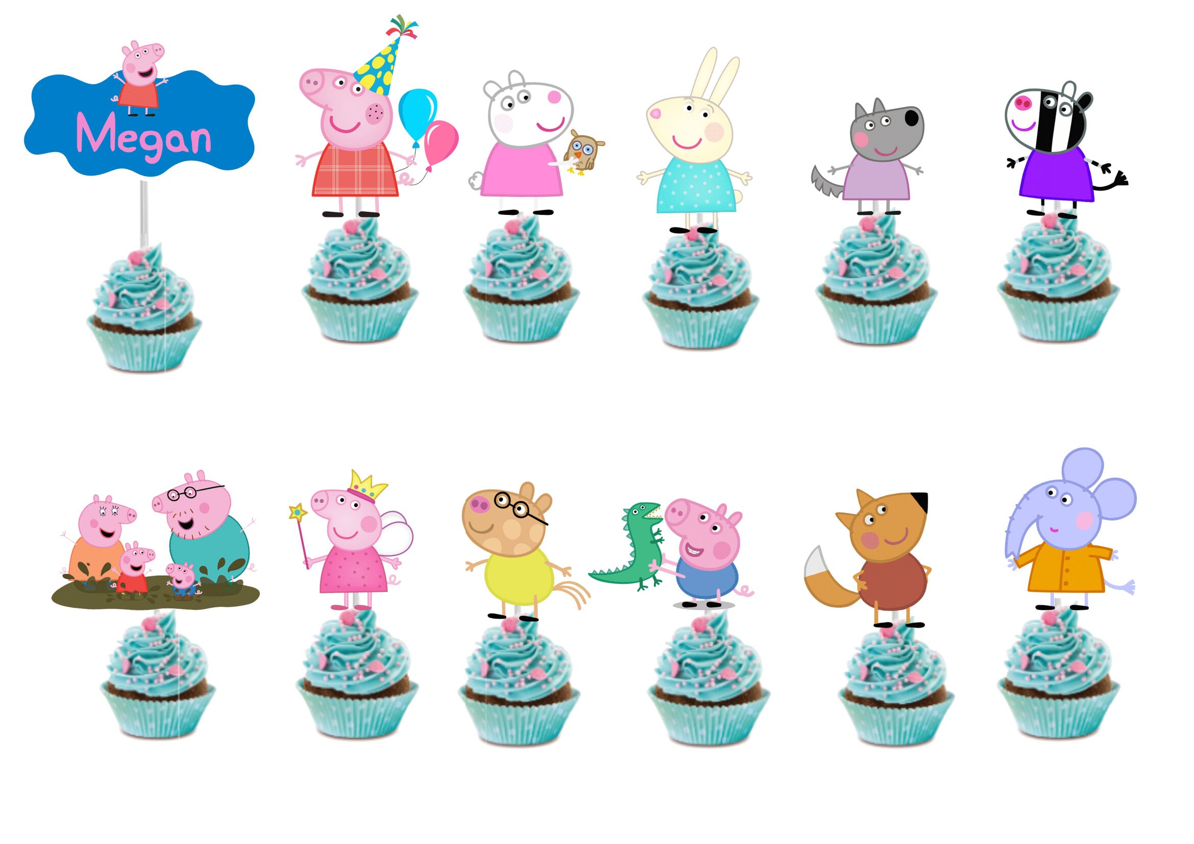 Peppa Pig Party Cupcake Toppers Sold in 12 or More Birthday Etsy UK