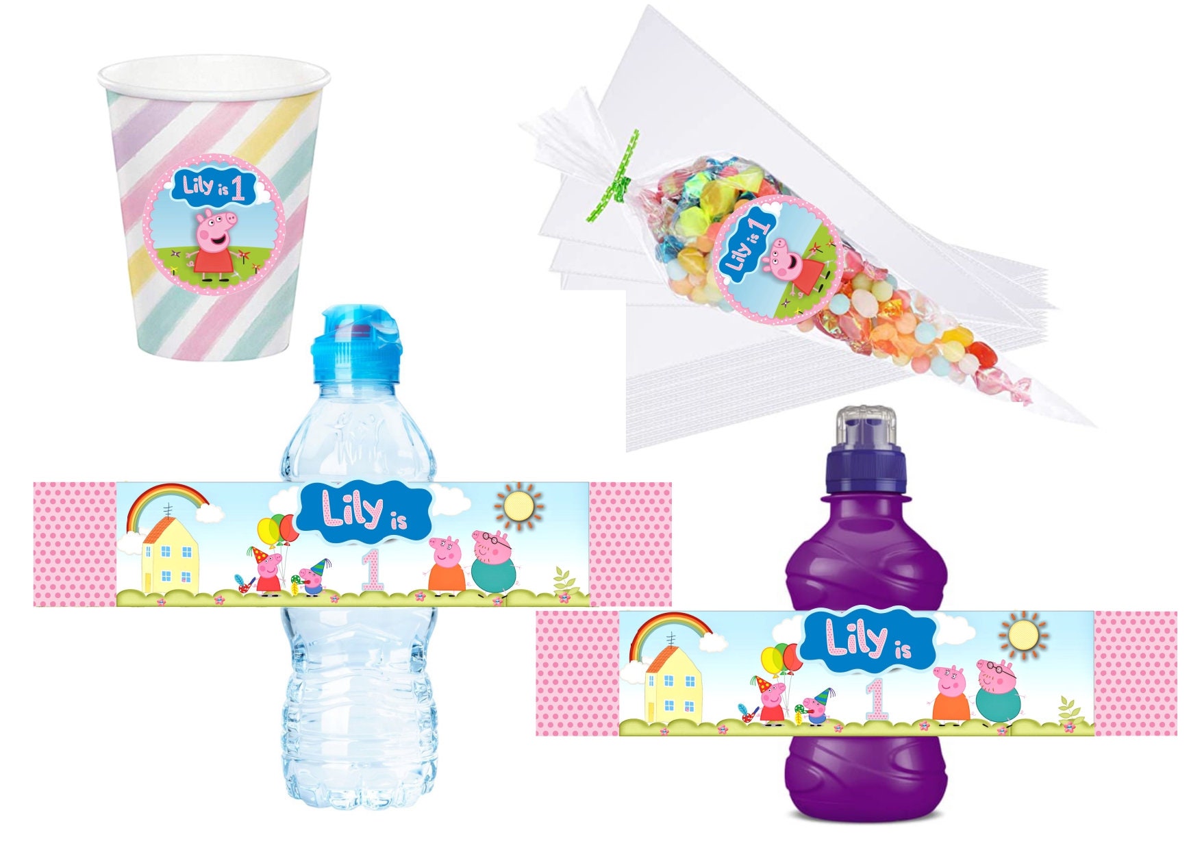 ▷ Peppa Pig Water Bottle Labels Template