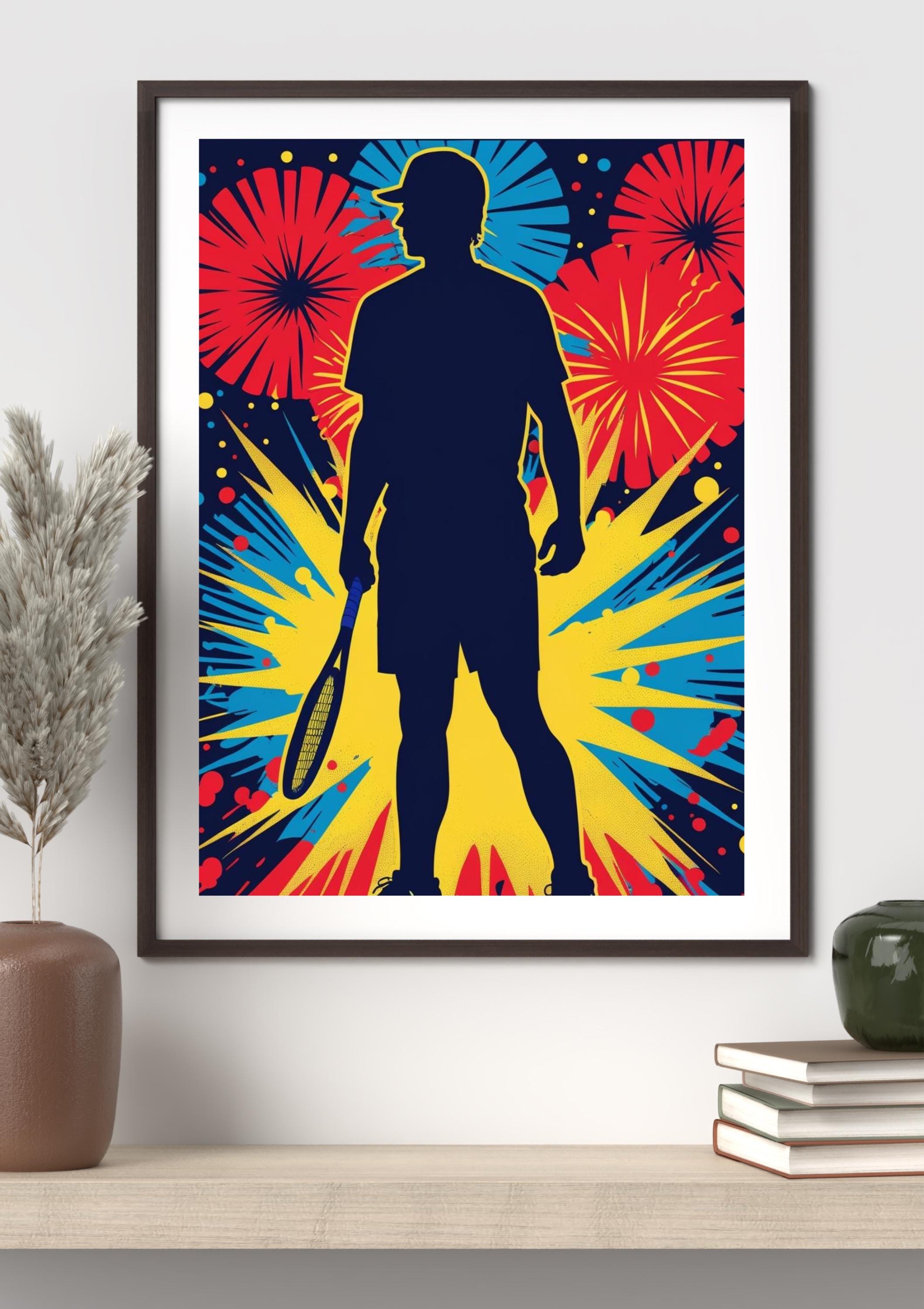 Tennis Player Shadow Art Print: Modern Home Decor (Digital Download)
