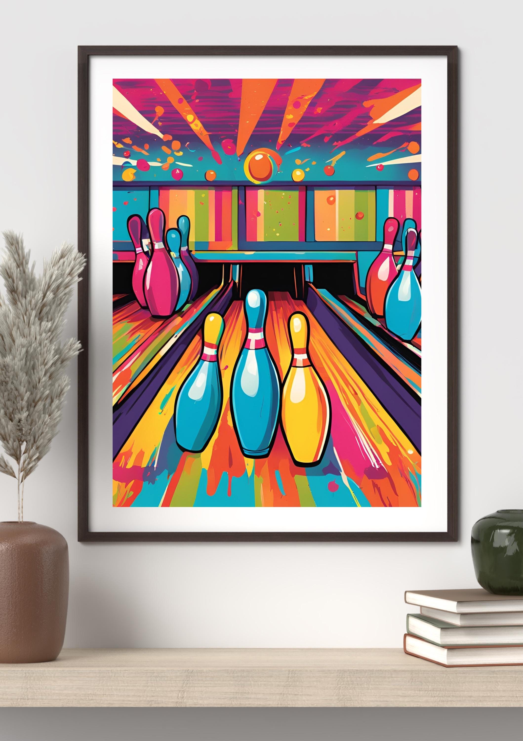 Pop Art Bowling Alley Poster, Game Room Decor (digital Download