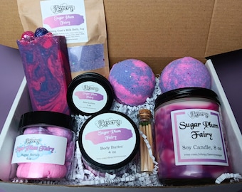 Sugar Plum Fairy Scented Holiday Spa Bath Gift Set Care Package Self Care