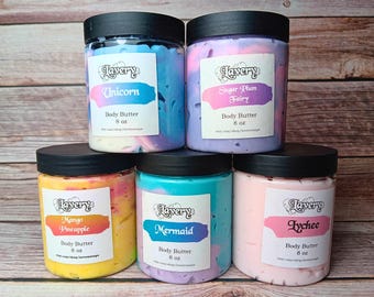 Handmade Whipped Shea Body Butter, Rose, Lavender, Lychee, Variety Fragrances, 4 or 8 oz