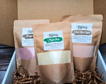 Handmade Foaming Goat's Milk Bath Powder Gift Set - Cafe Collection