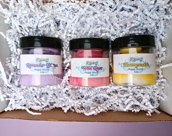 Handmade Sugar Scrub Gift Set - Lavender Bloom, Wild Rose, Honeysuckle