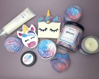 Unicorn, Candy-Scented Spa Bath Gift Set for Kids, Rainbow Whimsical Colorful and Fun