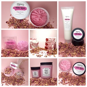 Wild Rose Scented Spa Bath Gift Set Care Package Self Care