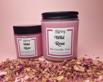 Soy Candle Wild Rose Scented, 4 or 8 ounce