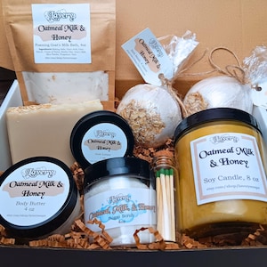 Oatmeal, Milk, & Honey Spa Bath Gift Set Care Package Self Care