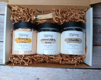Handmade Body Butter Gift Set – Oatmilk Honey, Honey Citrus, Vanilla