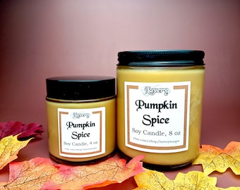Soy Candle Pumpkin Spice Scented, 4 ounce 8 ounce