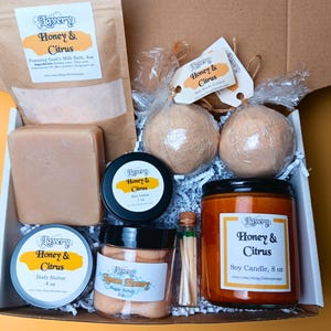 Honey & Citrus Spa Bath Gift Set Care Package Self Care