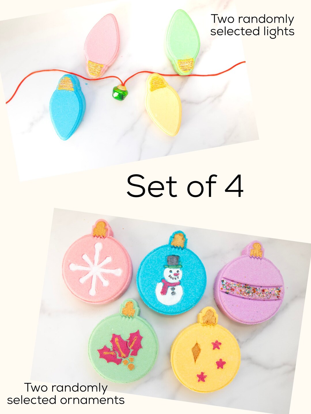Christmas Bath Bomb Set Lights and Ornaments Etsy