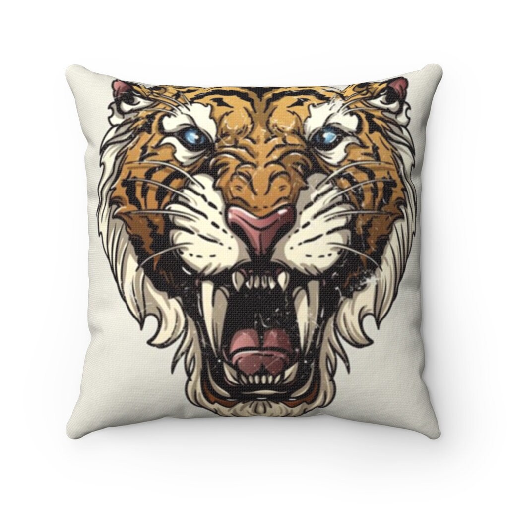 Tiger Pillow Decorative Pillow Zipper Polyester Pillow Etsy