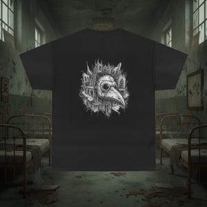 Asylum Gaze - Máscara de médico de la peste desgastada / Ropa urbana gótica, camiseta estilo Dark Academia