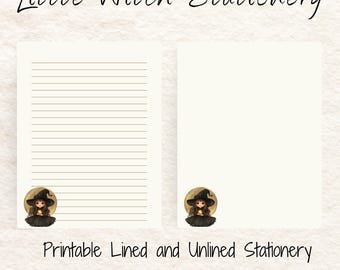 Little Witch Stationery: Lined & Unlined Letter Paper (Digital Download)