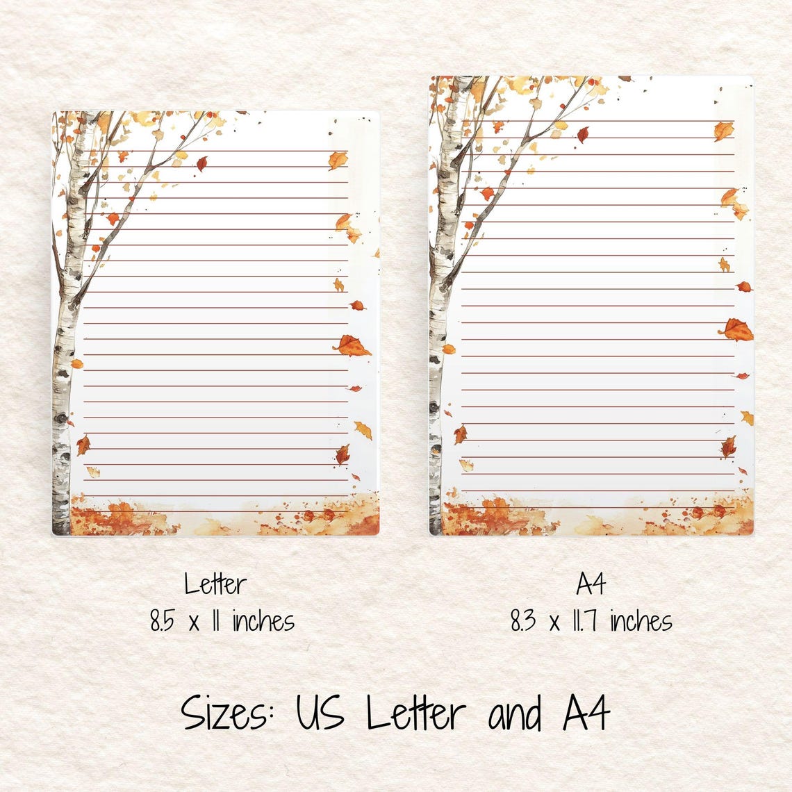 Autumn Letter Paper | Printable Woodland Stationery Set | Lined Writing ...