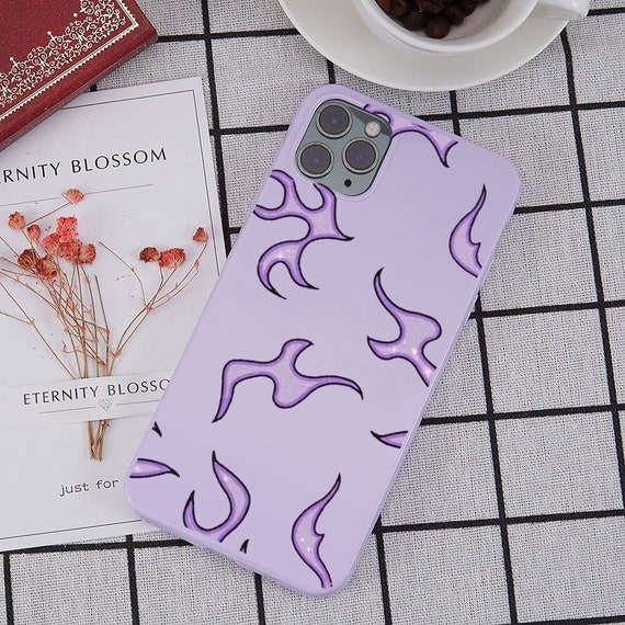 Flames Phone Case Purple Pink Flame Pattern Phone Case For Etsy