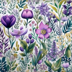 Purple Wildflower Pattern, Light Background, Tumbler Design, Sublimation, Photo Print
